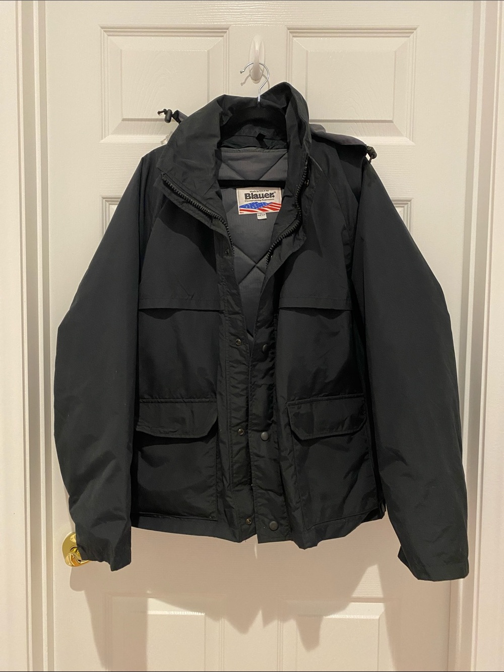 Blauer Made in USA Men's Black Military Field Puffer with Hood Zip Out Lining